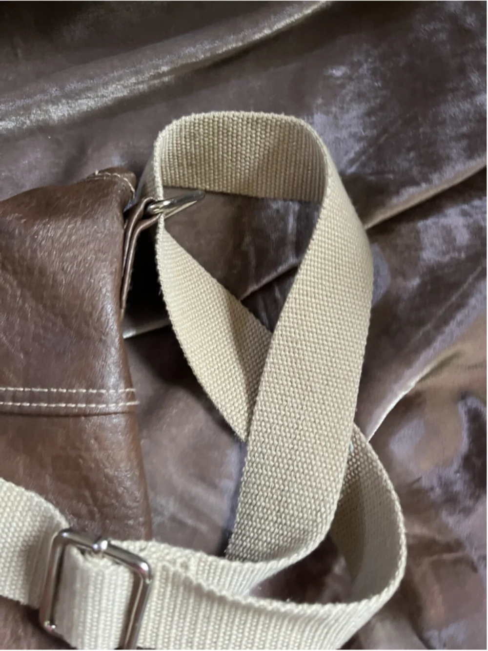 American Eagle canvas /LEATHER TYPE backpack/PURSE brown SEE PICTURES